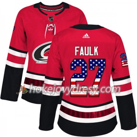 Dámské Hokejový Dres Carolina Hurricanes Justin Faulk 27 2017-2018 USA Flag Fashion Černá Adidas Authentic